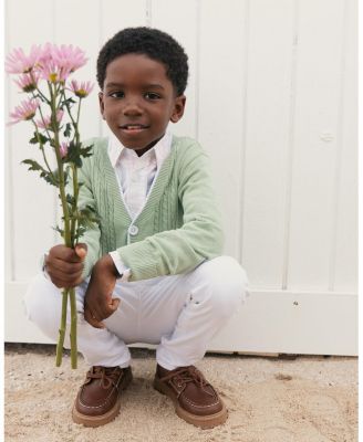 Boys' Organic Cable Cardigan Sweater with Tipping - Big Kid