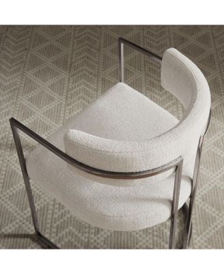 Huron Curved Back Fabric and Metal Dining Accent Chair