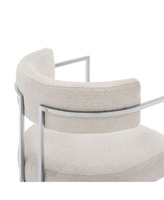 Huron Curved Back Fabric and Metal Dining Accent Chair