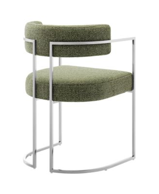 Huron Curved Back Fabric and Metal Dining Accent Chair