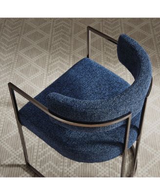 Huron Curved Back Fabric and Metal Dining Accent Chair