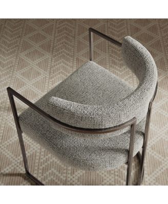 Huron Curved Back Fabric and Metal Dining Accent Chair