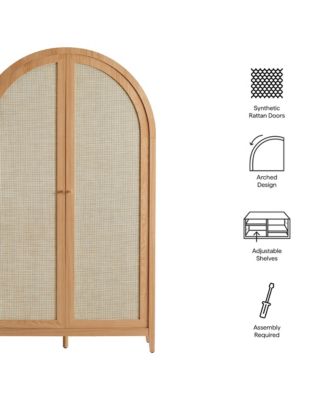 Calista 79" Tall Wide Rattan Arched Storage Cabinet