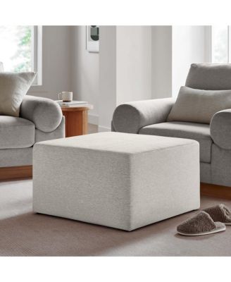  Callum Large 28" Square Woven Heathered Fabric Upholstered Ottoman