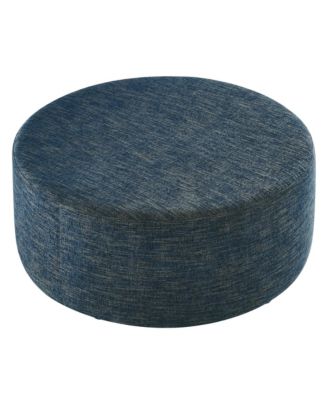 Callum Large 38" Round Woven Heathered Fabric Upholstered Ottoman