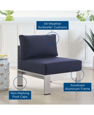  Shore Sunbrella Fabric Aluminum Outdoor Patio Armless Chair