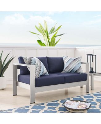  Shore Sunbrella Fabric Aluminum Outdoor Patio Loveseat