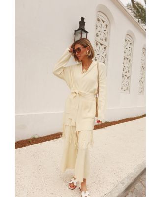 Spl X CJ Fringe Open Front Cardigan Sweater