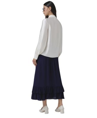 Anna Satin Tie Neck Blouse