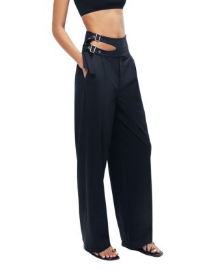  Cut-Out Waist Wide-Leg Pants