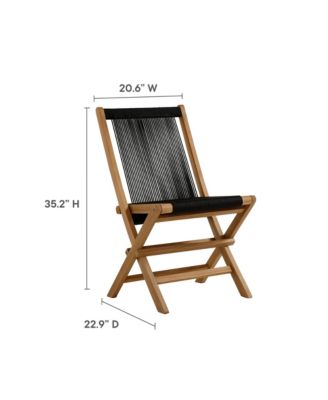 Vienna Outdoor Patio Teak Wood Dining Set with Rope Folding Chairs, Set of 5