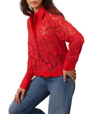  Women's Lace Cropped Shirt