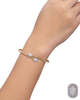 14K White & Yellow Gold Diamond Pav&eacute; Bypass Bangle Bracelet