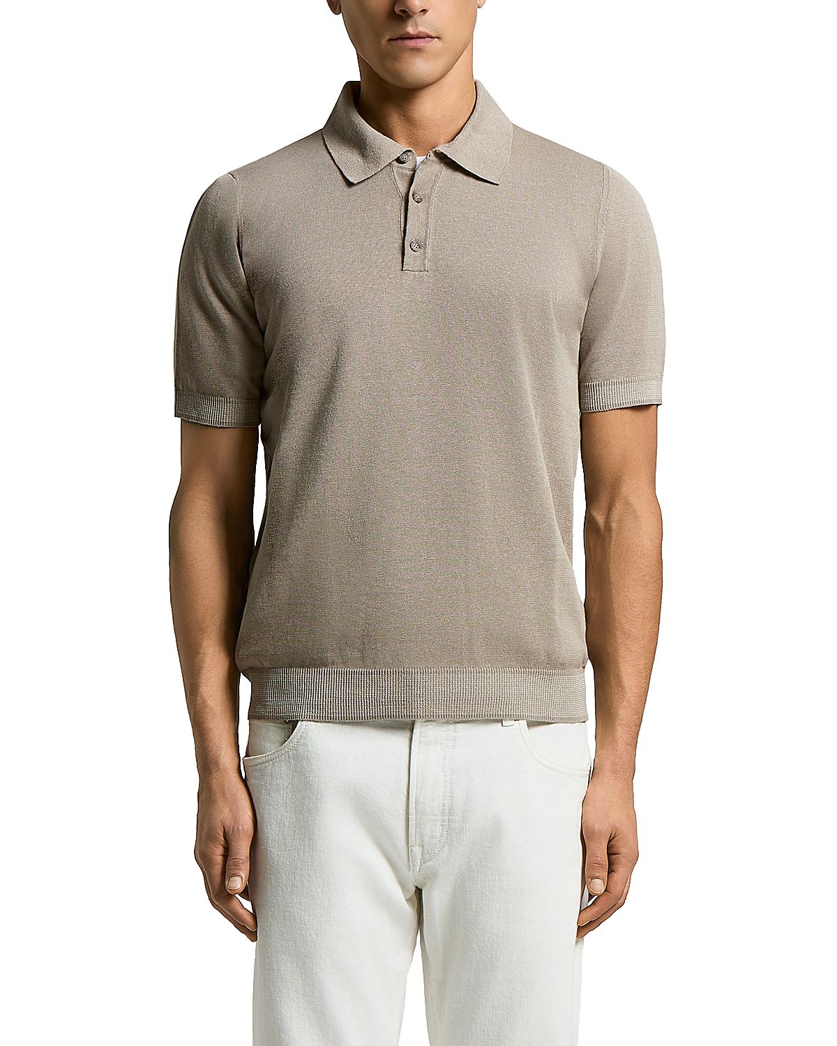Peserico Regular Fit Cotton Linen Polo Sweater