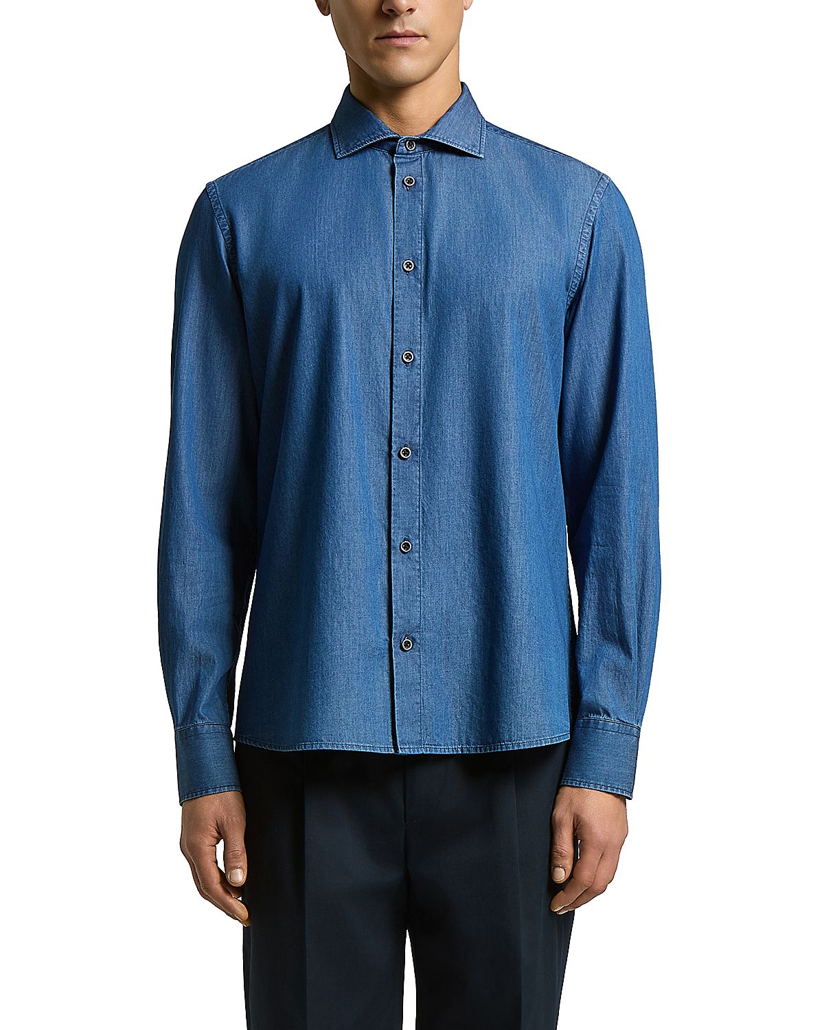 Peserico Regular Fit Chambray Dress Shirt