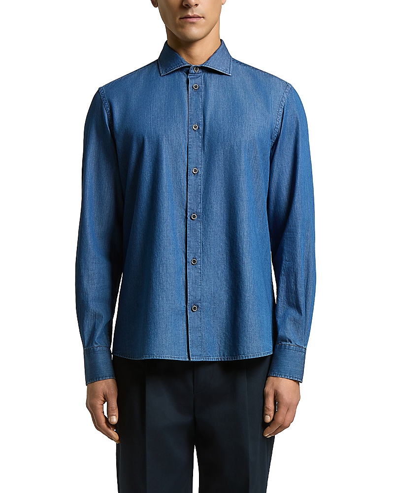 Peserico Regular Fit Chambray Dress Shirt
