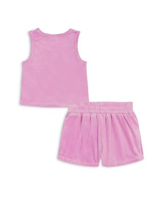  Girls' Velour 2 Piece Rhinestones Short Set - Little Kid 
