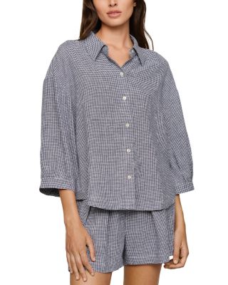 Linen Blend Relaxed Fit Pajama Top