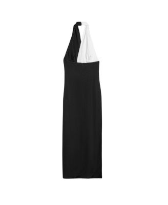  Contrast Draped Halter Maxi Dress