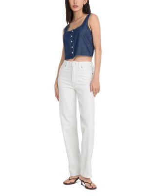 Good High Rise True Straight Jeans in White001