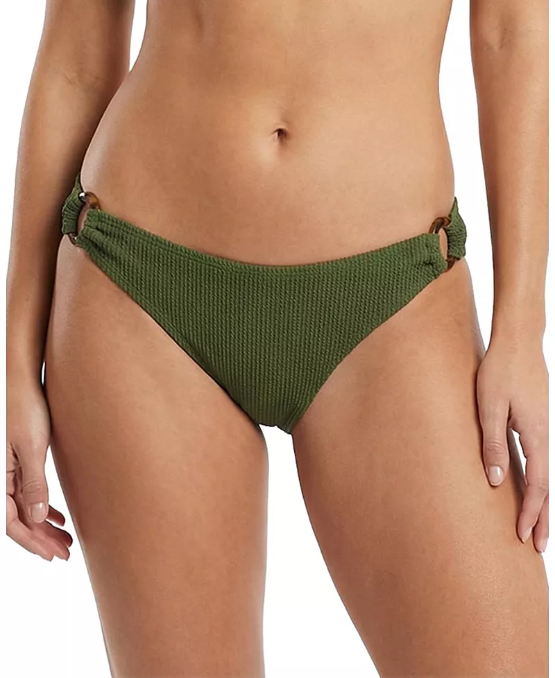 Change of Scenery Camilla Ring Trim Textured Lowrise Hipster Bikini Bottom
