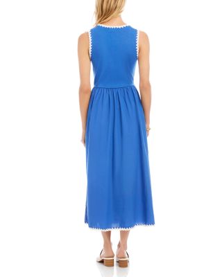 Sleeveless Edge Stitch Contrast Midi Dress