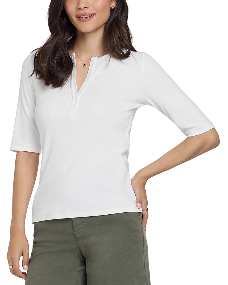Nydj Ribbed Elbow Sleeved Henley Top