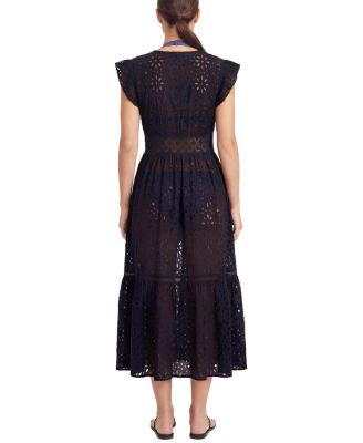  Lauren Lace-Trim Eyelet Cover-up Dress