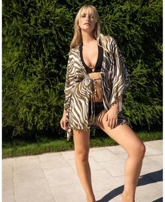  Audrey Short Beach Drawstring Caftan Cover-Up