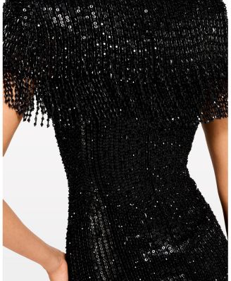 Swish Sequin-Embellished Beaded Mini Dress