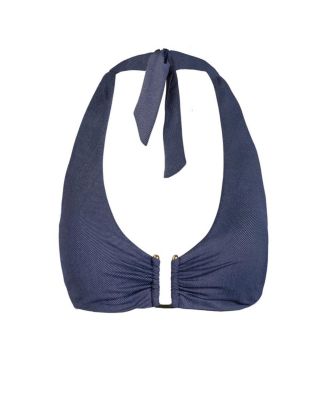 Shana U-Bar Denim Halter Bikini Top