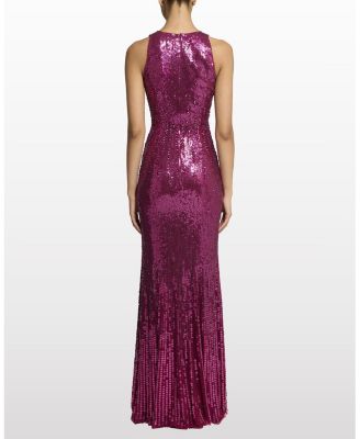 Black Flower Sequined V-Neck Maxi Dress