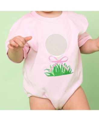 Girls' Golf Tee Bow Patch Short Sleeve Romper - Baby