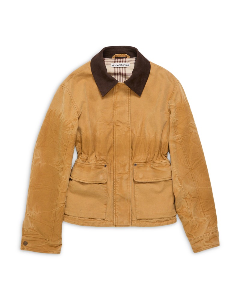 Acne Studios Leather Collar Jacket in Rust Brown