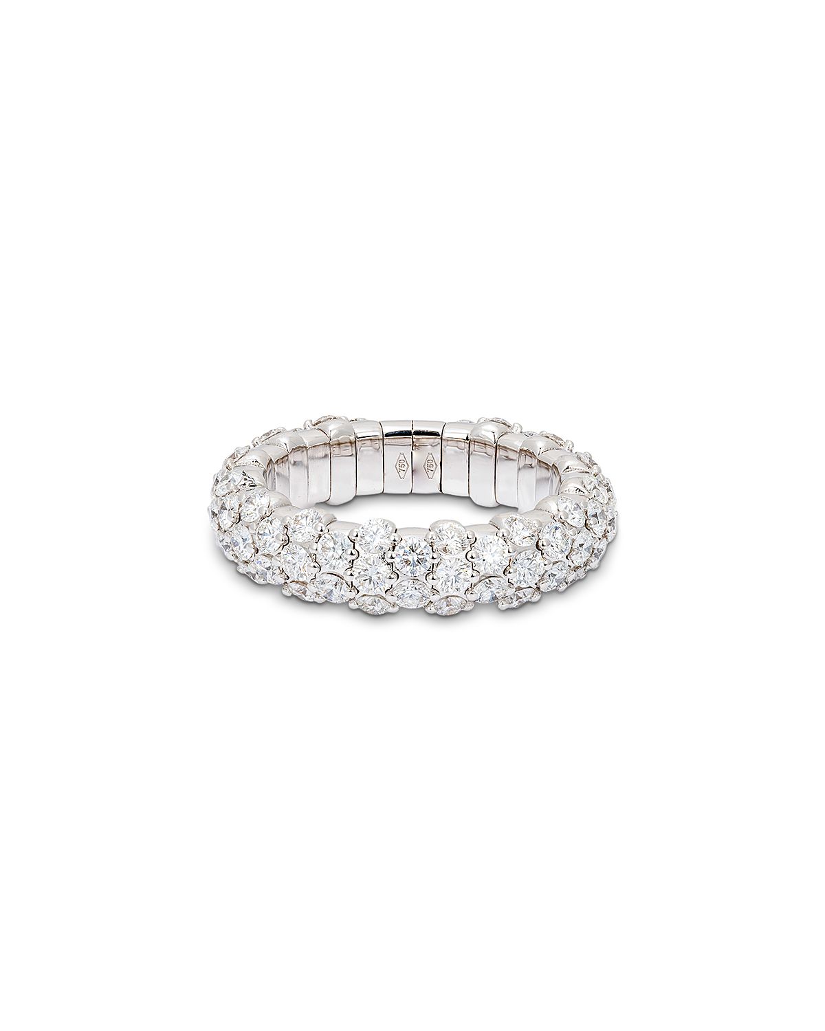 Zydo 18K White Gold Diamond Slim Domed Stretch Ring, 2.62 tcw