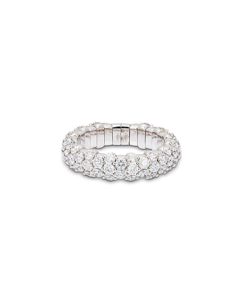 Zydo 18K White Gold Diamond Slim Domed Stretch Ring, 2.62 tcw
