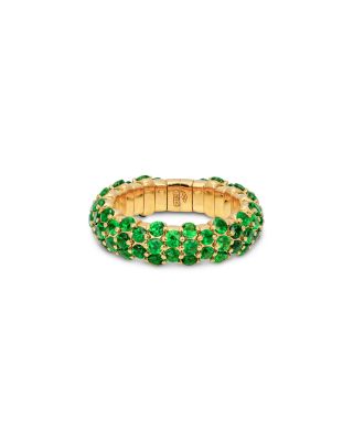 18K Yellow Gold Tsavorite Slim Domed Stretch Ring