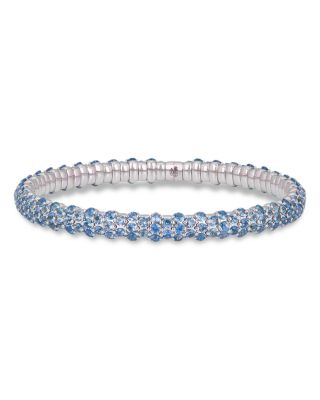18K White Gold Stretch Baby Blue Sapphire Cluster Bracelet