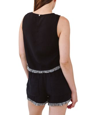 Sleeveless Frayed Trim Tank