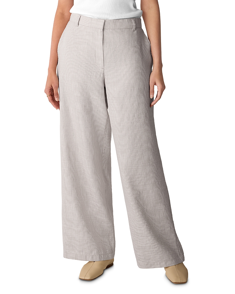 Eileen Fisher Petites High Waisted Linen Blend Wide Leg Trousers