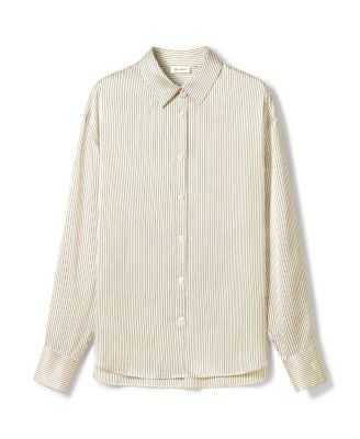  Silk Charmeuse Pinstripe Shirt