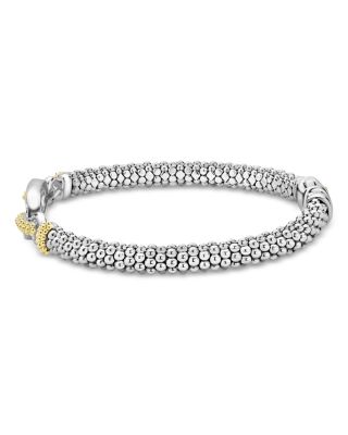 18K Yellow Gold & Sterling Silver Caviar Lux Diamond Clip Caviar Bead Bracelet - Exclusive