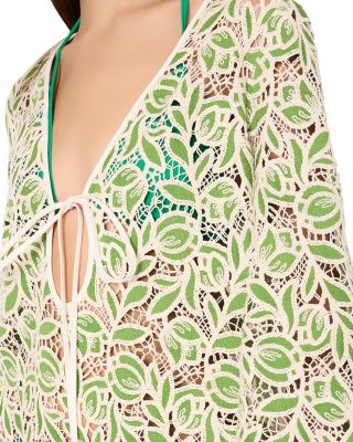 Green Leaf Lace Dress Swim Cover-Up