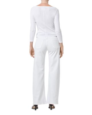 Nora Mid Rise Patch Jeans in Soft White