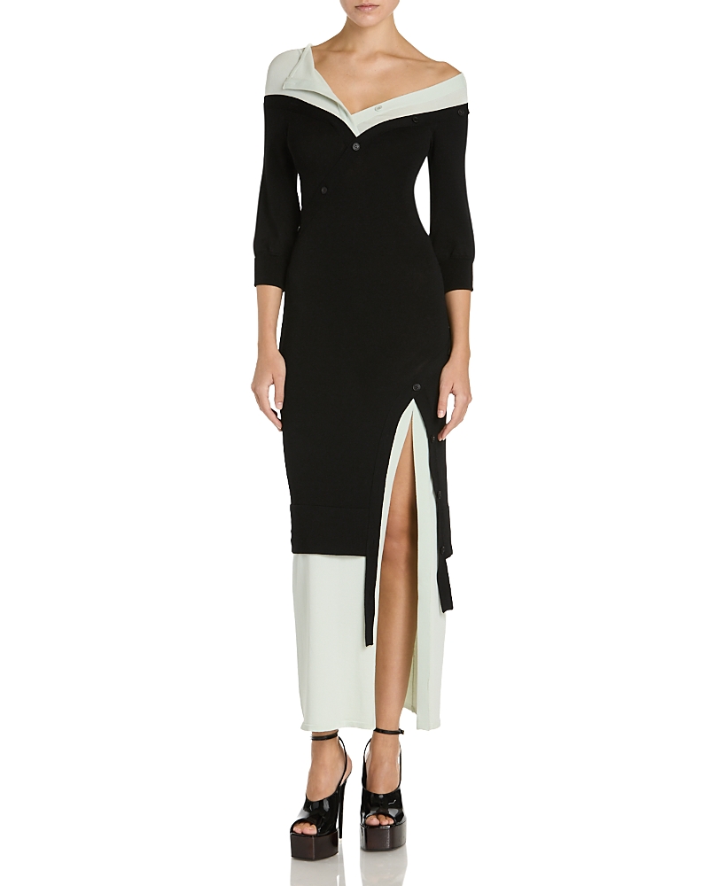 The Attico Layered Knit Midi Dress