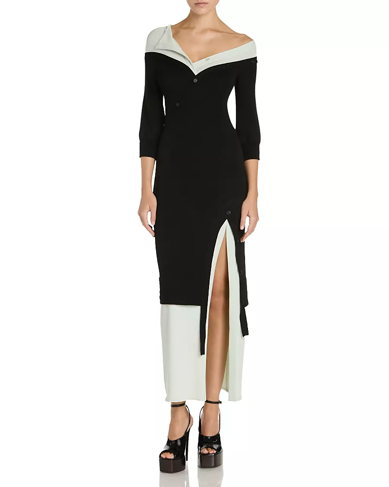 The Attico Layered Knit Midi Dress
