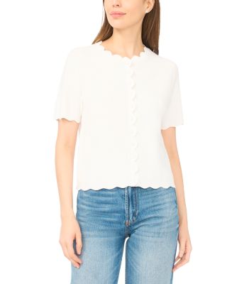 Scalloped Short Sleeve Cardigan