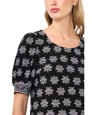 Printed Puff Sleeve Top