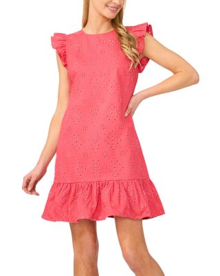 Flutter Sleeve Eyelet Mini Dress