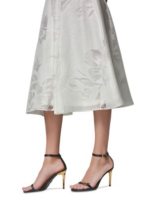 Burnout Jacquard Collared Midi Shirt Dress